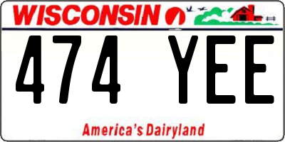 WI license plate 474YEE