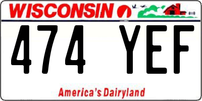 WI license plate 474YEF