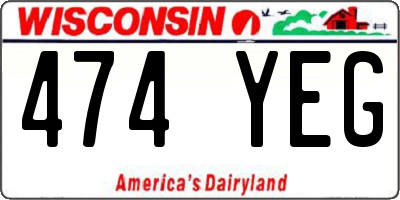 WI license plate 474YEG