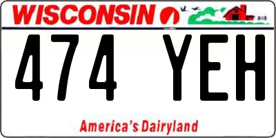 WI license plate 474YEH