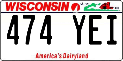 WI license plate 474YEI