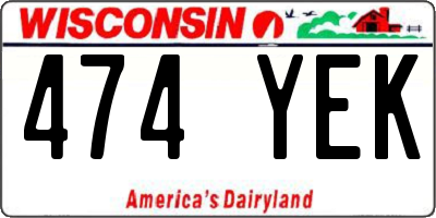 WI license plate 474YEK