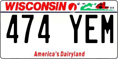 WI license plate 474YEM