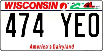 WI license plate 474YEO