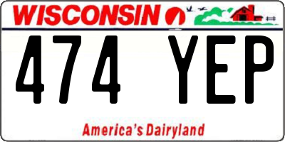 WI license plate 474YEP