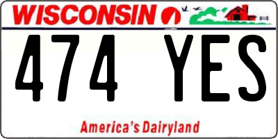 WI license plate 474YES
