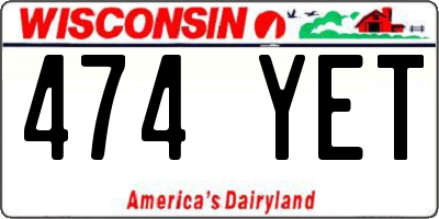 WI license plate 474YET