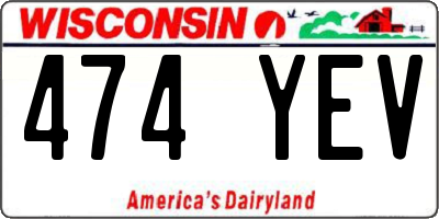 WI license plate 474YEV