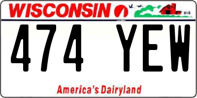 WI license plate 474YEW