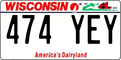 WI license plate 474YEY