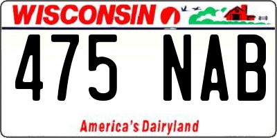 WI license plate 475NAB