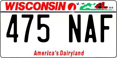 WI license plate 475NAF