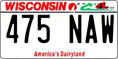 WI license plate 475NAW