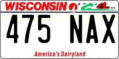 WI license plate 475NAX