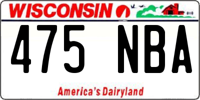 WI license plate 475NBA