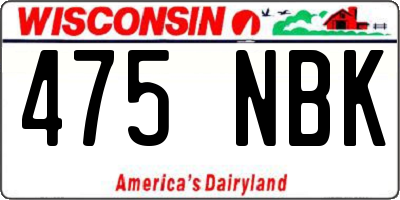 WI license plate 475NBK