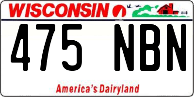 WI license plate 475NBN