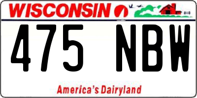 WI license plate 475NBW
