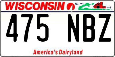 WI license plate 475NBZ