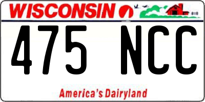 WI license plate 475NCC