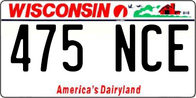 WI license plate 475NCE
