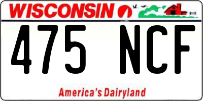 WI license plate 475NCF