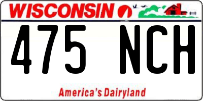 WI license plate 475NCH