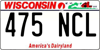 WI license plate 475NCL