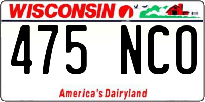 WI license plate 475NCO