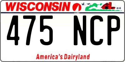 WI license plate 475NCP