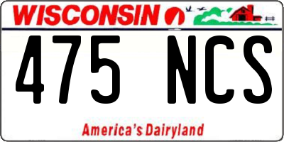 WI license plate 475NCS