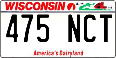WI license plate 475NCT