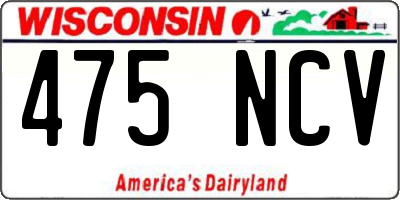WI license plate 475NCV