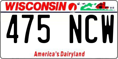 WI license plate 475NCW