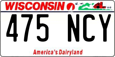 WI license plate 475NCY