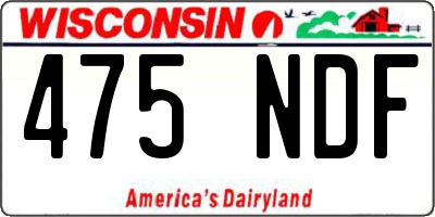WI license plate 475NDF