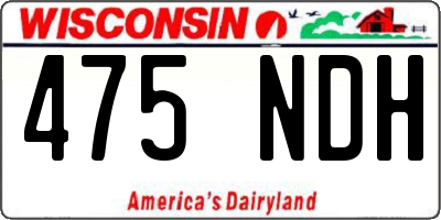 WI license plate 475NDH