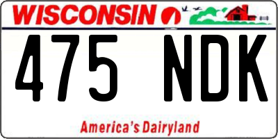 WI license plate 475NDK