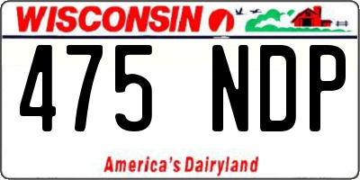 WI license plate 475NDP