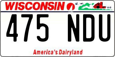 WI license plate 475NDU