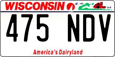 WI license plate 475NDV