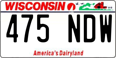WI license plate 475NDW