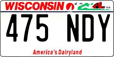 WI license plate 475NDY