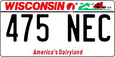 WI license plate 475NEC