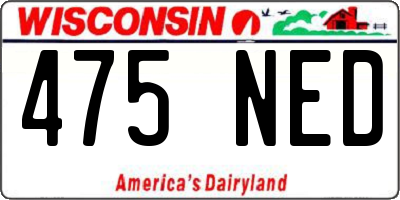 WI license plate 475NED