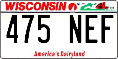 WI license plate 475NEF