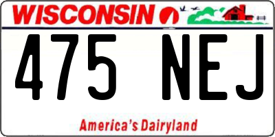 WI license plate 475NEJ