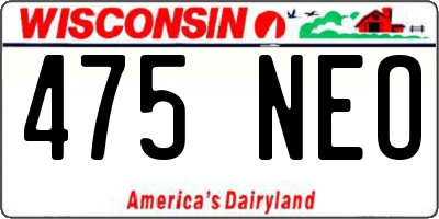 WI license plate 475NEO