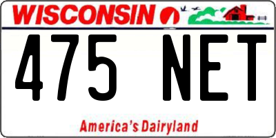 WI license plate 475NET