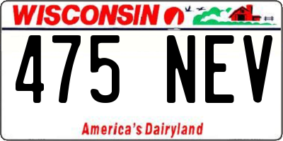 WI license plate 475NEV